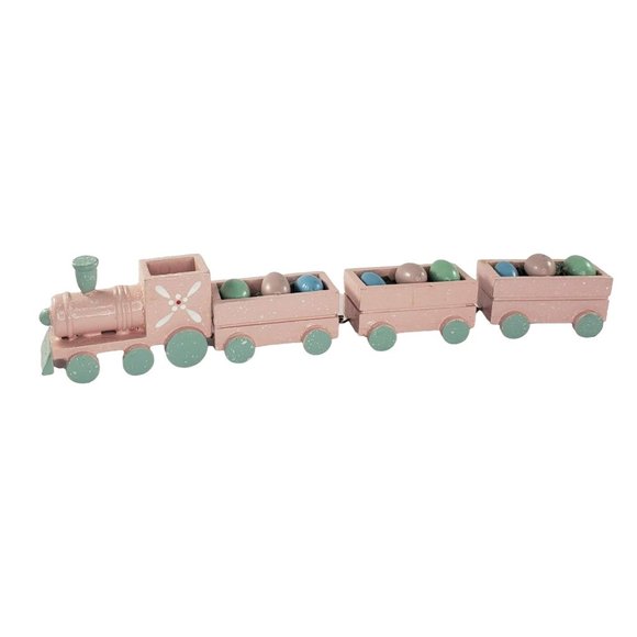 Vintage Easter Egg Wooden Train Hand Painted Decorative - Picture 1 of 6